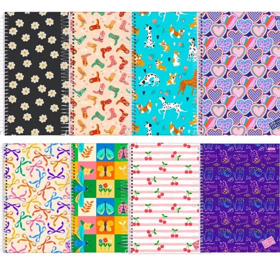 Kit 10 Caderno Jandaia Espiral Capa Dura Universitário 1 Matéria 80 Folhas Feminino Grande escolar