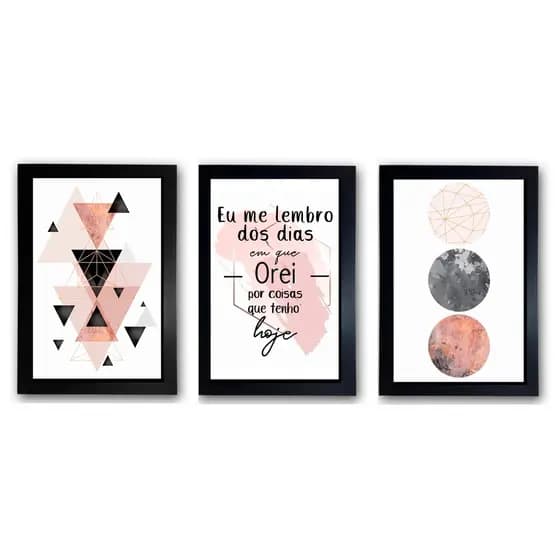 Kit 03 Quadro Decoração Casa Moldurado Grande A3 30x40 cm Kit 48