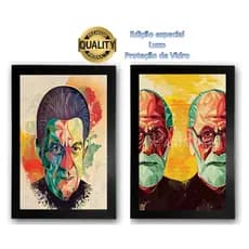 Kit 2 Quadros Jacques Lacan e Sigmund Freud Psicanálise Psicologia Grande 30x40 cm A3