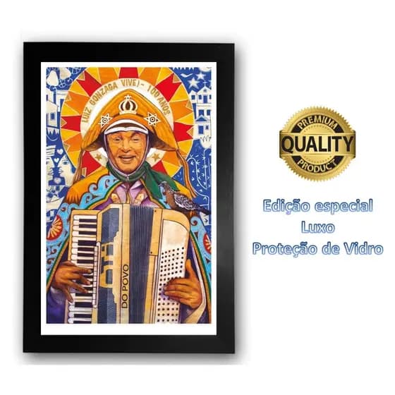 Quadro Luiz Gonzaga Rei do Baião Moldurado Grande Luxo 30x40 cm