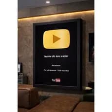 Quadro Placa 1.000 Inscritos Youtube Personalizado Com Logo 20 x 30 cm