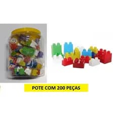 Kit Blocos De Montar 200 Peças Brinquedo Didático Infantil