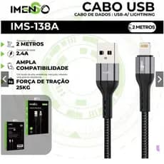 Cabo Usb-a Para Lightning iPhone 6/7/8/X/11/12/13/14 2m Imenso Original Nylon Trançado IMS-138a