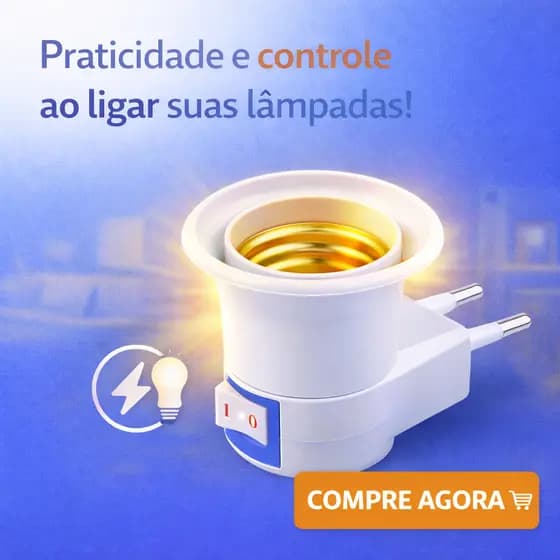 Soquete E27 com Plug Interruptor 10A Bocal Lâmpada Portátil Adaptador Tomada Pronto Uso