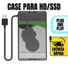Case HD SSD 2.5 USB 3.0 SATA Externo Até 6TB UASP Plug Play PS4 PS3 PC