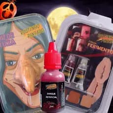 Kit Ferimentos Fake com Sangue e Ferimento - Maquiagem Artística Halloween Carnaval  Efeito Realista
