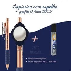 Lapiseira Com Espelho 0,7mm Bruna Tavares + 1 Tubo de Grafite 0,7mm - Escrita Macia - Leoarte