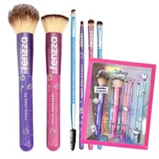 Kit Pincéis Princesas Disney - Pó, Blush, Base, Esfumaçar, Sombrancelhas, Precisão - Fenzza