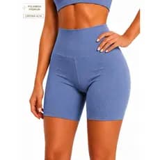 Bermuda Feminina Poliamida Premium Cintura Alta Sem Costura Canelada Academia Fitness Dia a Dia Yoga