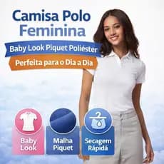Camisa Polo Feminina Baby Look Piquet Poliéster - Perfeita para o Dia a Dia