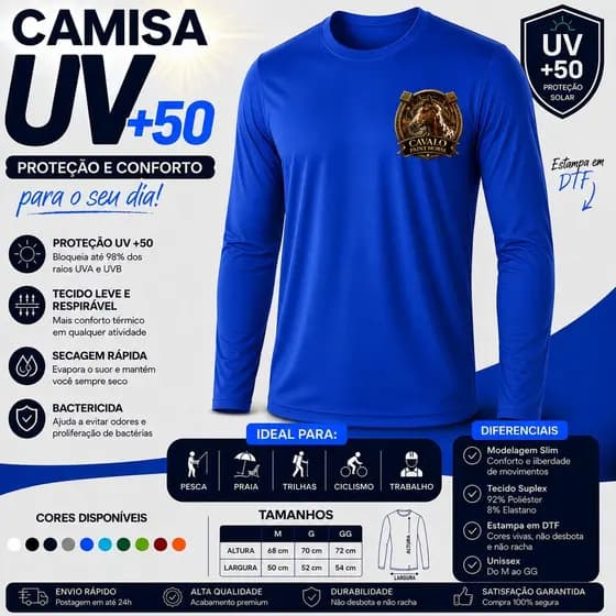 Camisa Uv +50 Cavalo Paint Horse