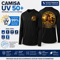 Camisa Uv +50 Cavalo Criolo Frente e Costas