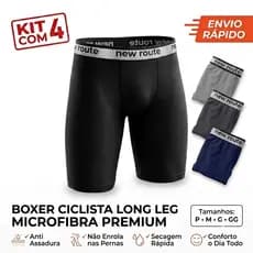 Kit 5 Cuecas Boxer Ciclista Masculina Long Leg Microfibra Confortável Anti Assadura Lisa do P ao XGG