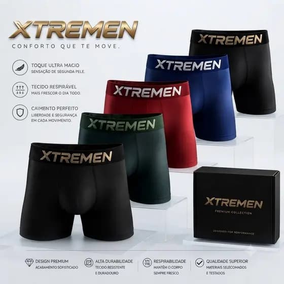 Kit 5 cuecas boxer microfibra XTREME Xgg plus size