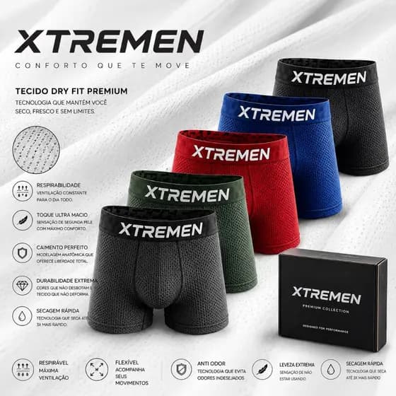 Kit 5 Cueca Boxer Box Dry Fit Premium