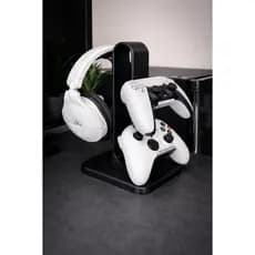 Suporte 3 em 1 Headset e 2 Controles Xbox/PlayStation - Organizador de Mesa
