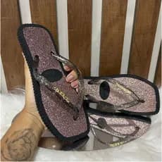 Chinelo feminino glitter brilho casual dia a dia confortável lançamento envio full rapido