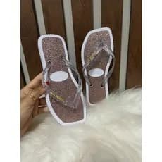 Chinelo feminino casual glitter lançamento verao brilho dia a dia confortável