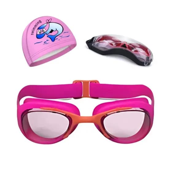 Kit Natação Óculos Case Touca Infantil Profissional Antiembaçamento Original Poolsy