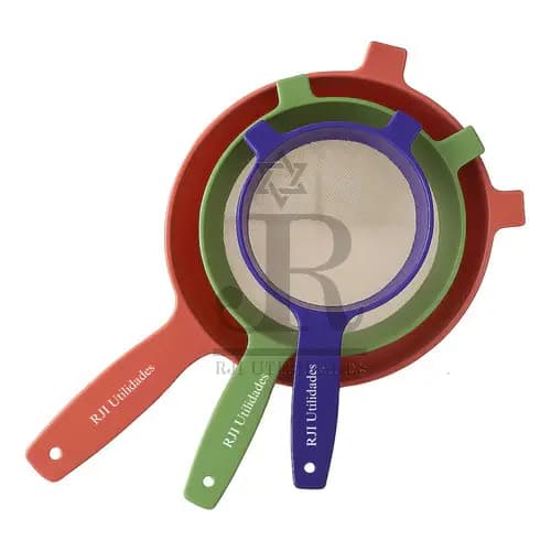 Kit 3 Peneiras De Cozinha Malha Fina Resistente Reforçada