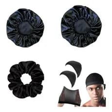 Kit 2 Touca Cabelo Cetim , 2 Toucas Wave Nero, Xuxinha Cetim