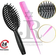 Kit Escova Cabelo Mafe Desembaraçar + Pente Stiling Tintura Finalização Ponta Fina