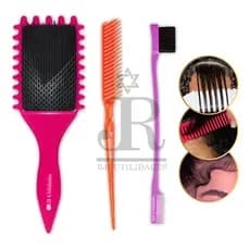 Escova Cabelo Fitagem Pente 3 Fileiras Baby Hair 2 Em 1 Kit