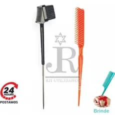 Kit Baby Hair 3 em 1 Ponta Aço Fina Escovinha Sobrancelha, Pente 3 fileiras Fitagem Mechas