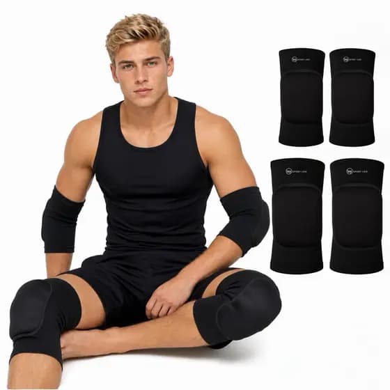 Kit Para Goleiro Joelheira Clássica E Cotoveleira Futsal Campo Esportes Proteção