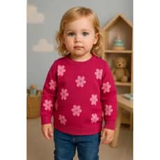 blusa flores, suéter de tricô menina, blusa de frio de menina tricô premium