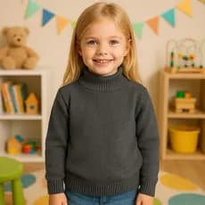 blusa gola alta de menina tricô infantil