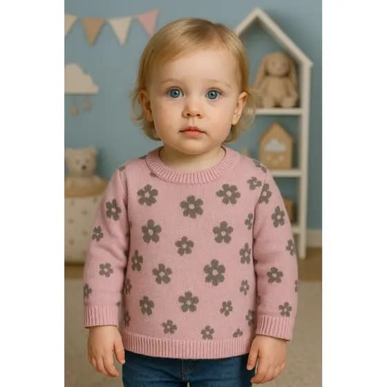 suéter infantil menina, blusa de tricô, blusa flores, moda infantil