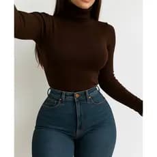 cacharrel feminina de tricô blusa gola alta tricô feminina inverno frio