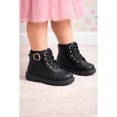 Bota Coturno Infantil Menina  Moda Inverno Detalhe em Fivela Dourada Antiderrapante
