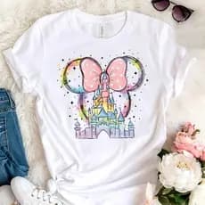 T-shirt mickey blusa em alta estampa feminina camiseta estilosa basica baby look Manga Curta  Gola Redonda  Premium
