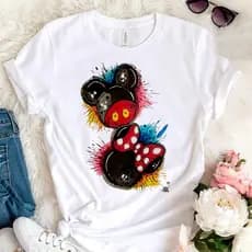 T-shirt mickey estilosa casual basica camiseta feminina confortavel minnie  Linda  Camisa premium estampas coloridas
