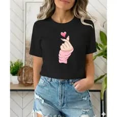 Camisetinhas  Estilosa  Ocasional Blusa   streetwear  Feminina  Em Alta Manga Curta coração basica confortável  look
