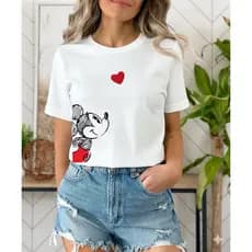 Camiseta  Baby Look  Estampas Femininas mickey blusa da minnie  tshirt de algodão casual presente estilosa em alta verão