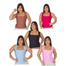 Blusa Feminina Decote Quadrado Reto Em Suplex Regata Feminina Alça Larga Com Decote Sensual Quadrado Qualidade