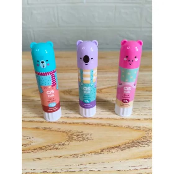 Cola Branca Bastão 13g Kawaii – Animal Fofo (Porco, Coala, Urso) | Não Tóxica | Secagem Rápida