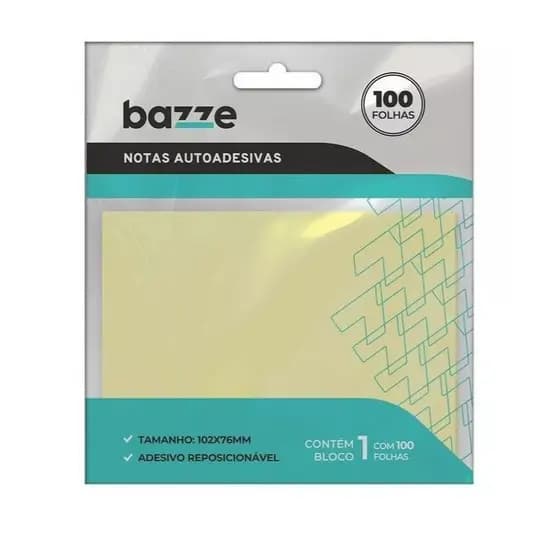 Bloco de Notas Autoadesivas - 102x76mm - 1 Bloco com 100 Folhas - Bazze
