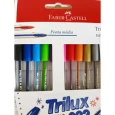 Kit Caneta Esferográfica 10 cores Trilux 1.0 Faber Castell