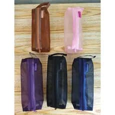 Estojo Necessaire Em Tela Resistente - Diversas Cores estojo escolar em tela vazada transparente -  Escolar