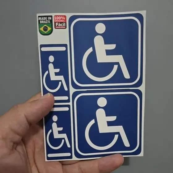Adesivos Aviso Deficiente Físico Cadeirante Kit com 2 - Altíssima Qualidade e Resistente àÁgua