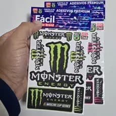 Adesivos Monster Energy Cartela Completa Alta Qualidade Lavável Resistente Sol e Chuva