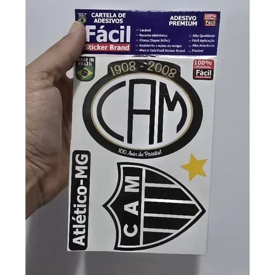 Adesivos Atlético Mineiro Logo 100 Anos Kit com 3 Altíssima Qualidade Resistente à Água