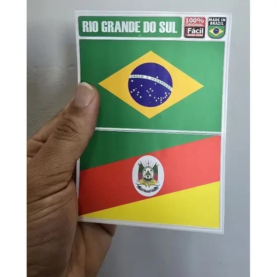 Adesivo laminado bandeira Brasil e Rio Grande do Sul kit 2 unidades vinil premium resistente sol chuva carro e moto