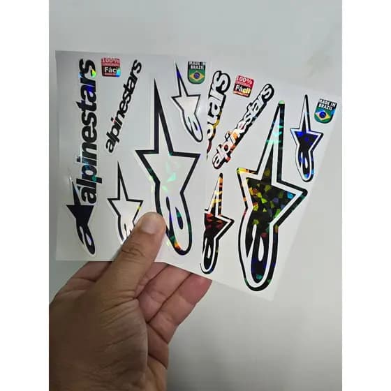 Kit com 5 Adesivos Alpinestars Vinil Holográfico e o Vinil Premium Altíssima Qualidade e Resistentes à Água