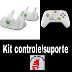 Kit  Controle Gamepad Sem Fio com Bluetooth, Com Suporte Branco