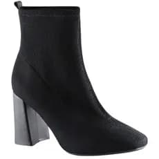 Bota Meia Feminina Preto Cano Baixo Stretch Salto Alto Grosso Via Uno